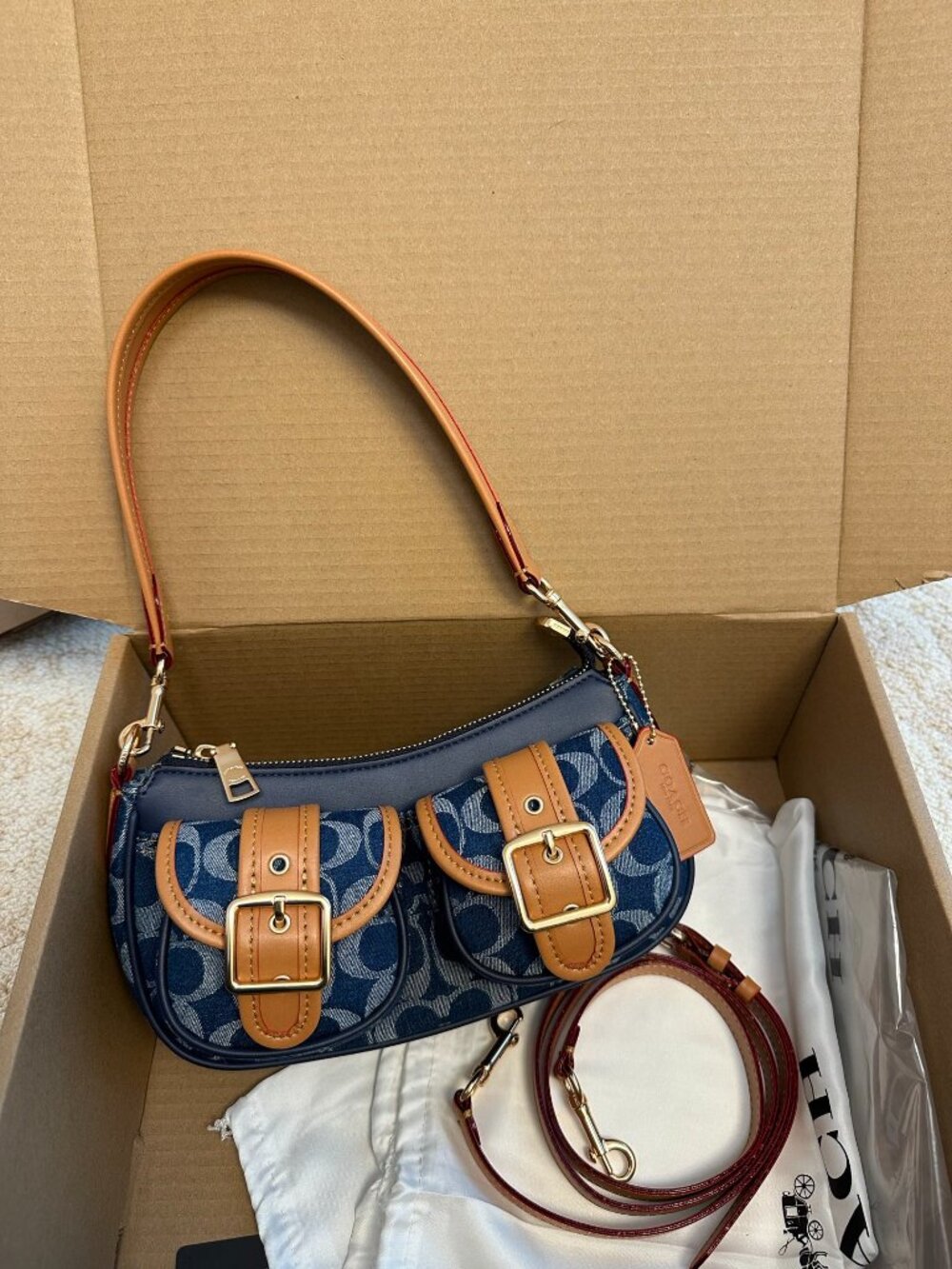 Coach blue vintage underarm loafers and mahjong bags